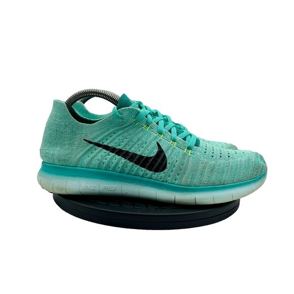 Nike Free Rn Flyknit Hyer Turquoise Athletic Running Shoes Womens 10 - Picture 1 of 9